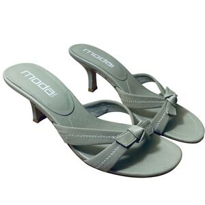 Moda Spana Brandi Bone Kitten Heel Sandals Knot Detail Size 7M
